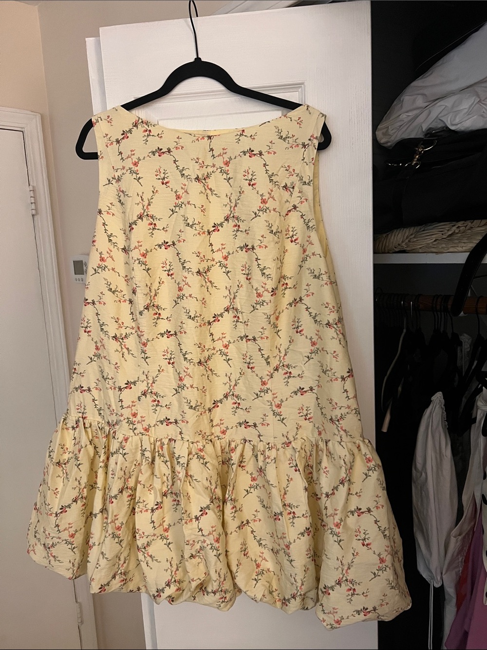 H&M Yellow Floral A-Line Ruffle Hem Skirt